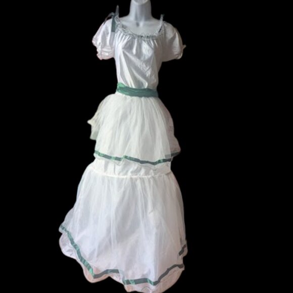 White Hoop Skirt Dress / HALLOWEEN COSTUME Fits Small / Medium - Picture 1 of 6